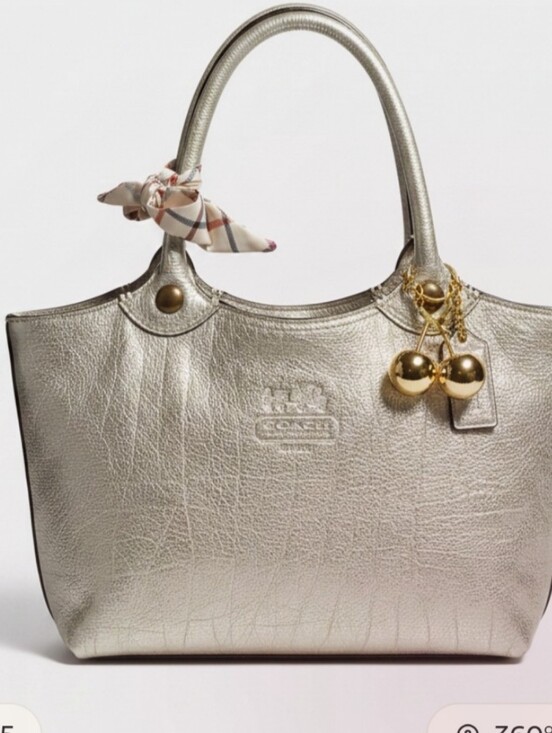Coach Handbags - Coach Bleecker Vintage Large Platinum Metallic Leather Tote Bag #14384